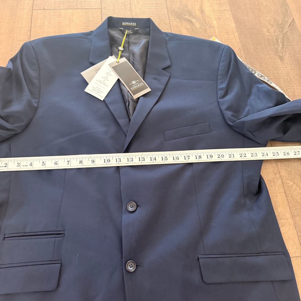 NWT Edwards Suit Jacket Mens 48 R Navy Blue Wool Blend Russel Comfort Stretch - Picture 11 of 13